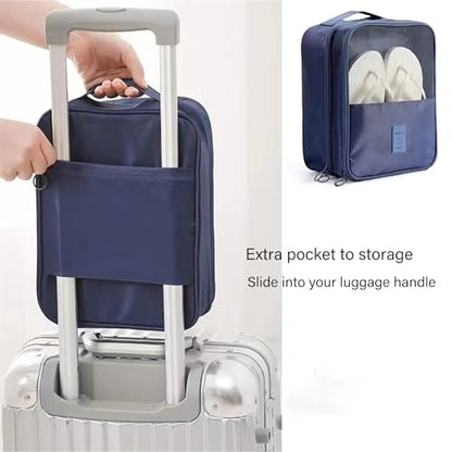 Travel Shoe Bag Holds 3 Pair of Shoes, Hezelf Shoe Storage Pouch for Travel and Daily Use, Travel Suitcase Shoe Organizer, Waterproof - size: Dark Blue