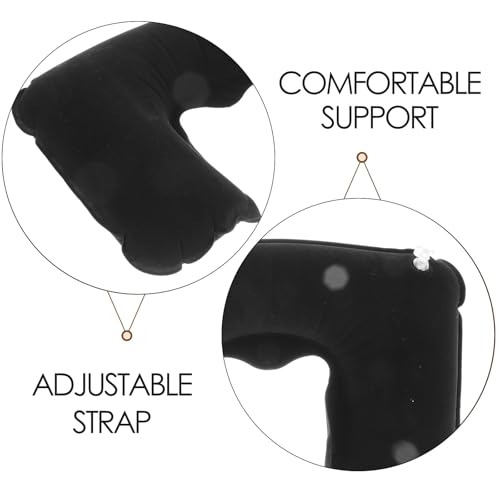 MAGICLULU Inflatable Travel Neck Pillow with Airplane Eye Mask and Set, Black Velvet U-Shaped Sleep Pillow for Plane Travel, Portable Outdoor Comfort Kit