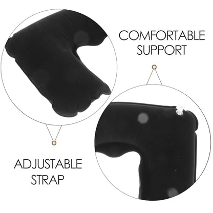 MAGICLULU Inflatable Travel Neck Pillow with Airplane Eye Mask and Set, Black Velvet U-Shaped Sleep Pillow for Plane Travel, Portable Outdoor Comfort Kit