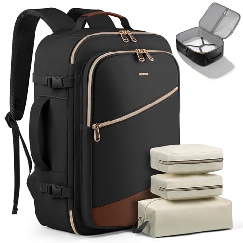 HOTOR Travel Backpack for Women – TSA-Friendly Travel Bag with Multiple Compartments & 3 Packing Cubes, Water-Resistant & Comfortable, Perfect for Travel Essentials, Black, 17.3" x 13.0" x 7.9" - color: Black, size: 17.3" x 13.0" x 7.9"