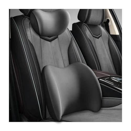 Car Headrest & Lumbar Support Cushion, Ergonomic Memory Foam Car Neck Back Support w/Removable Cover, Universal Breathable Lumbar Cushion Headrest Pillow with Adjusatble Strap (Gray) - color: Gray, size: 1 PCS