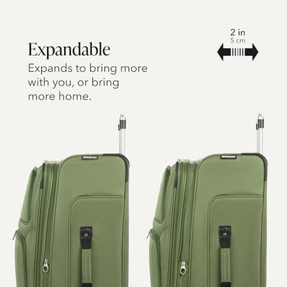 SWISSGEAR Sion Softside Expandable Spinner Luggage Durable Lightweight Travel Suitcase, Evergreen, Checked-Large - color: Evergreen, size: Checked-Large