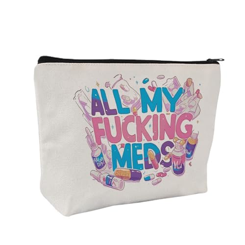 Medicine Storage Pouch with Diabetes, Medicines Bag, and Medical Supply Designs, White Canvas Zipper Cases, Multi-Use Functionality (Gift for Birthdays, Graduation, Christmas) (Style E) - style: Style E