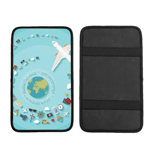 Travelling on Airplane Car Center Console Pad,Auto Armrest Seat Box Cover Pad Universal Car Accessories Interior Protection for Most Vehicle,SUV,Truck