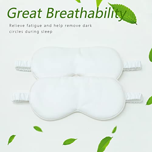 HBHLFZ Sleep Mask 2 Pack - Bamboo Viscose Fiber Sleeping Eye Mask - with Elastic Band/Headband - Comfort Sleeping Shade - for Nighttime Sleeping, Traveling & Napping（White） - color: White