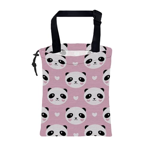 Car Garbage Bag Cute Panda and Heart Drawstring Car Trash Bag Hanging for Back Seat with Adjustable Buckle Canvas Vehicle Trash Can Easy-to-Install - color: Cute Panda and Heart
