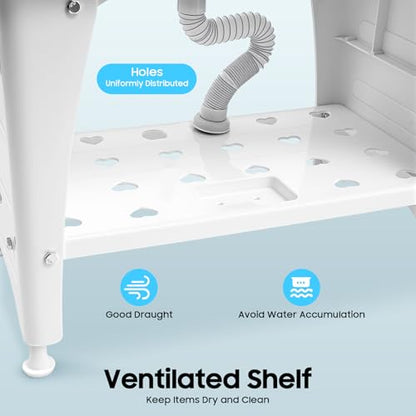 Freestanding Plastic Laundry Sink, Utility Sink Laundry Tub with Faucet, Indoor and Outdoor Utility Sink Hoses and Drain Kit, Slop Sink Wash Station for Garage/Basement/Garden - color: White, 32.3 x 22.4 x 29.9in