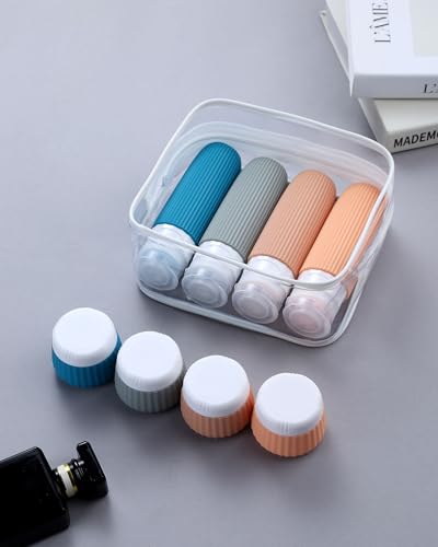 Mrsdry Travel Bottles 8 Pack, TSA Approved 3 oz Toiletries Containers, Leak Proof Silicone Squeezable Essentials Jars with Clear Bag - color: Ocean Sunset, size: Bottle 3oz Jars 1oz