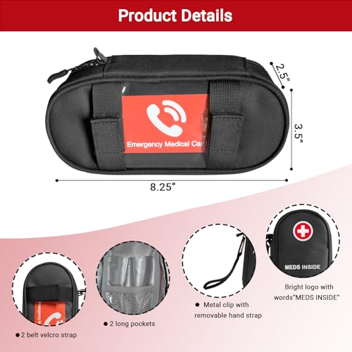 EpiPen Carrying Case Insulated, Travel Medical Bag with YKK Zipper, Emergency Medication Organizer Pouch for 2 Epi Pens or Auvi-Q, Anti-Histamine, Asthma Inhaler, Allergy Medicines, Black - color: Black