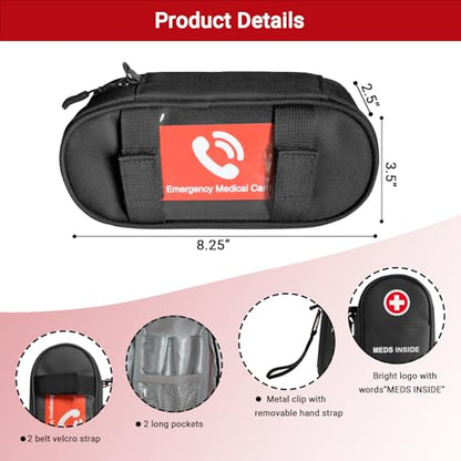 EpiPen Carrying Case Insulated, Travel Medical Bag with YKK Zipper, Emergency Medication Organizer Pouch for 2 Epi Pens or Auvi-Q, Anti-Histamine, Asthma Inhaler, Allergy Medicines, Black - color: Black