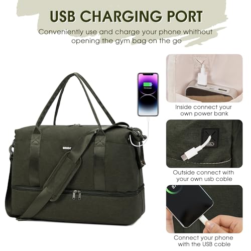 For Spirit Airlines Personal Item Bag Underseat Carry On Bag with Wet Pocket & Shoe Compartment & USB Charging Port - color: Dark Green