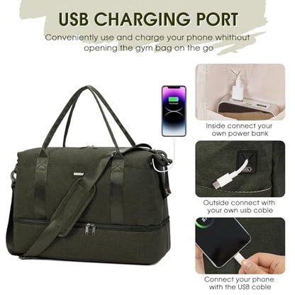 For Spirit Airlines Personal Item Bag Underseat Carry On Bag with Wet Pocket & Shoe Compartment & USB Charging Port - color: Dark Green