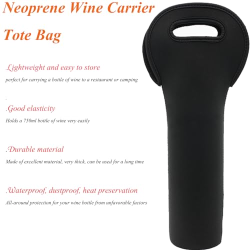 Wine Carrier Tote Bag, Insulated Wine Bag for Wine Bottle, Beer Bottle and Water Bottles, Neoprene Wine Carrier Tote Bag for Restaurant, Travel-Black & Red - color: Black&Red