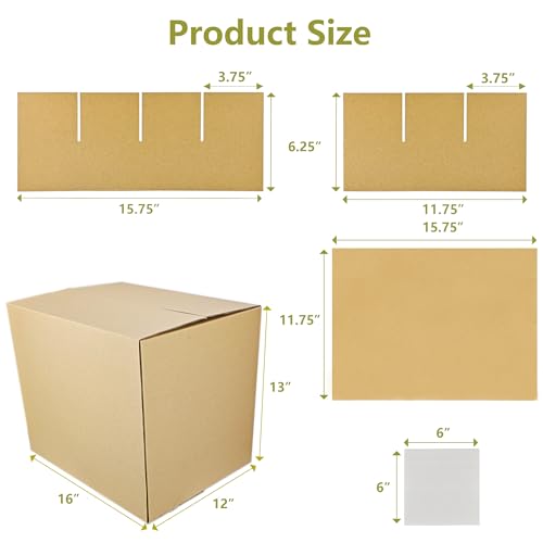 2 Sets Moving Boxes with Divider Kits,16 x 12 x 13 Inch Glassware Dish Packing Box Kitchen Moving Box Corrugate Dividers with 48 Pcs Foam Pouches,1 Pcs tape rolls with dispenser(Two Layer) - style: 2 Sets-two layer-16x12x13in