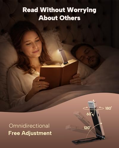 86lux Book Light, Rechargeable Clip-On LED Reading Light for Bed & Night Use - 3 Color Temperatures with Stepless Dimming, Ultralight Bookmark Design for Kids, Book Lovers, Pink Brown - color: Rose Gold