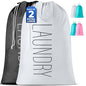 Extra Large Travel Laundry Bag - 2-Pack Fun Print Design Bags for Dirty Clothes - Durable Water-Resistant Fabric - Sturdy Drawstring Closure (Black-White | Laundry) - color: Black-white | Laundry