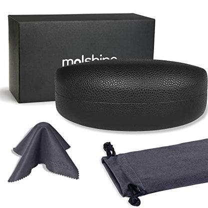 molshine Hard Shell Sunglasses Case,Classic Large Glasses Case for Sunglass,Eyeglasses with Cleaning Cloth,Pocket