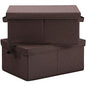 HOONEX Linen Foldable Storage Bins with Lids, 2 Pack, Storage Boxes with Carrying Handles and Sturdy Heavy Cardboard, 16.5" L x 11.8" W x 7.5" H for Shoes, Clothes, Brown - color: Brown