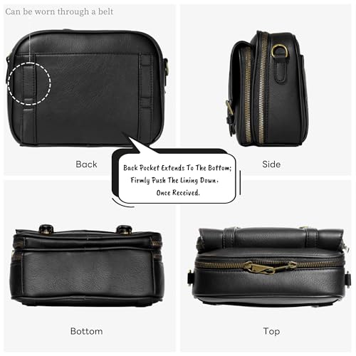Women‘s Anti Theft RFID Blocking Small Vegan Leather Crossbody Bag Travel Purse With Built In Wallet Messenger Bag - color: Black