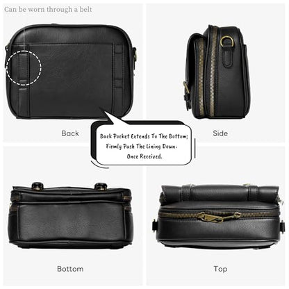 Women‘s Anti Theft RFID Blocking Small Vegan Leather Crossbody Bag Travel Purse With Built In Wallet Messenger Bag - color: Black
