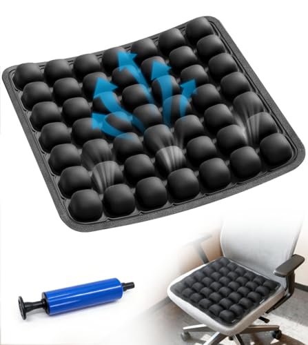 Sondur Travel Cushion, Inflatable Airplane Seat Cushion for Long Flights, 3D Air Cell Seat Cushions with Foot-operated Inflatable Accessories for Office Chair, Wheelchair, Cars, Home Living - color: Black