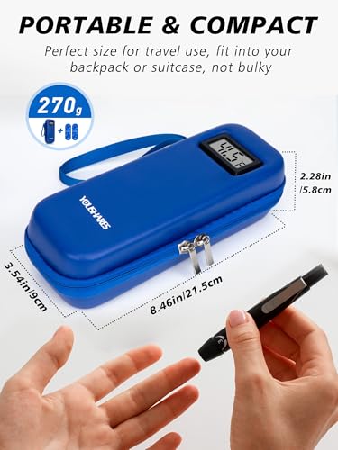 YOUSHARES Insulin Cooler Travel Case with Temperature Display - Refrigerated Medicine Cooling Bag with 2 TSA Approved Ice Pack, Medication Pen Diabetic Supplies Organizer for Trip and Daily - color: 02 Blue