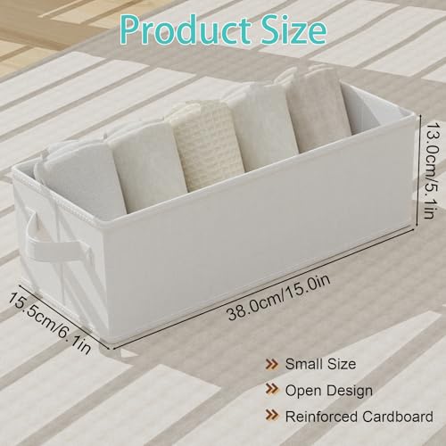 Narrow Storage Bins, Small Fabric Organizer with Handles, Foldable Basket for Closet and Shelves, Toilet Paper Storage, 2 Pack, White, 15 x 6 x 5 In, XSNY19W-2 - color: White