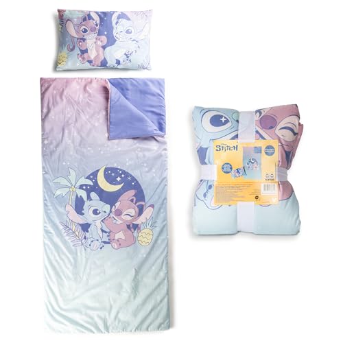 Jay Franco Kids Slumber Bag and Pillow - 54 x 27 Inch Comfy Indoor Sleeping Bag for School and Sleepovers, 2 Piece Set, Multi - Lilo & Stitch - color: Multi - Lilo & Stitch