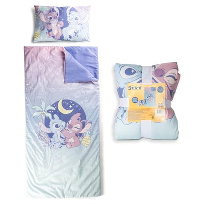 Jay Franco Kids Slumber Bag and Pillow - 54 x 27 Inch Comfy Indoor Sleeping Bag for School and Sleepovers, 2 Piece Set, Multi - Lilo & Stitch - color: Multi - Lilo & Stitch