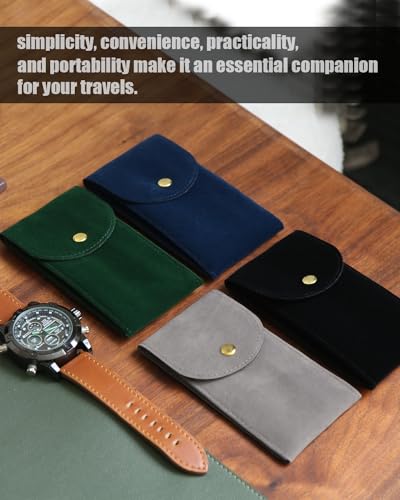 6PCS Velvet Watch Pouch, Green Portable Travel Case for Men & Women, Soft Watch Bag Storage - color: 6 Green