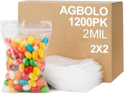 Small Zip Bag, 1200ct 2x2'' Premium Small Plastic Baggies Resealable, 2 Mil(2 Layer) Ultra Strong & Durable Zip Top Lock Bag for Jewelry and Business - Clear - color: 2" x 2"