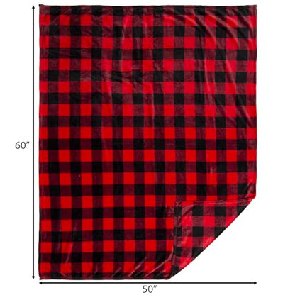 Carstens, Inc. Travel Blanket, Premium Compact 2-in-1 Airplane Blanket/Pillow, Red Buffalo Plaid - color: Red Buffalo Plaid