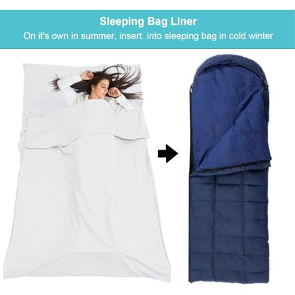 Sleeping Bag Liner,Travel Sheet & Adult Sleep Sack, Camping Sheets Travel Sleep Sack for Backpacking,Hotels & Hostels -Lightweight Single &Double Travel Sheet Camping Sheets - color: Single White