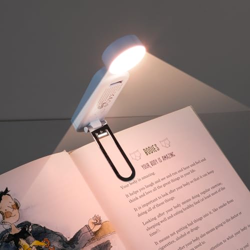 VAVOFO USB Rechargeable Book Light, Blue Lighting Blocking, Amber Light Clip On Bookmark Shaped 6 LEDs Reading Light, Eye Care for Bookworms Reading in Bed with 9 Lighting Modes (Light Blue) - color: Light Blue