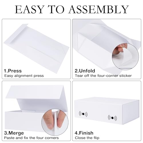 LFBOX White Gift Box with Magnetic Lids 13.8x8.3x4.4 in, Large Bridesmaid Groomsman Proposal Boxes 5 Pack, Collapsible Rectangle Storage Box - color: White, size: 1 count (Pack of 5)