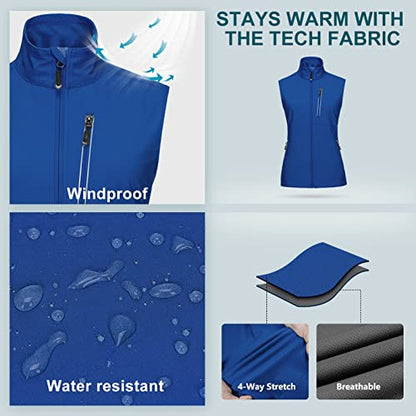33,000ft Women's Lightweight Running Vest Outerwear with Pockets, Windproof Sleeveless Jacket for Golf Hiking Travel - color: Azure, size: X-Small