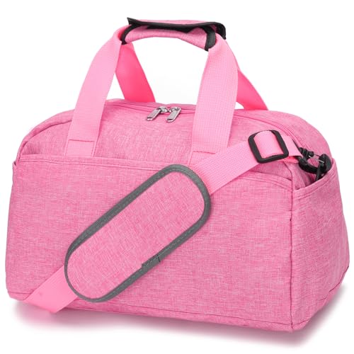 14 inch Small Gym Bag for Women & Men, Mini Duffel Bag for Travel Sports Lightweight Carry On Bag (Rose) - color: Rose