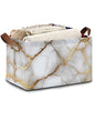 White Gold Marble Storage Baskets,Foldable Large Capacity Organizer Bins with Waterproof Lining and Leather Handles for Closet,Shelf,Bedroom 17x11.5x10Inch - color: White Gold Marble