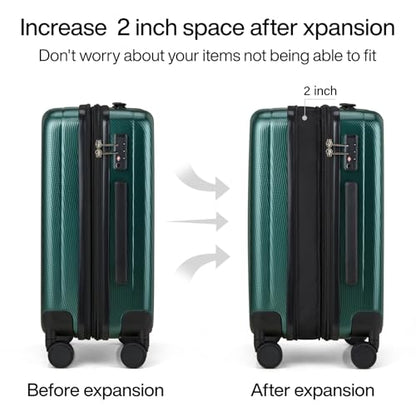 Hanke 29 Inch Expandable Checked Luggage Lightweight PC Hard Shell Luggage Suitcases with Wheels Travel Luggage Rolling Large Suitcase Travel Luggage Bag for Study Abroad.(Blackish Green) - color: Blackish Green, size: Expandable 29 Inch