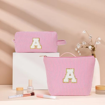 Initial Travel Toiletry Bag for Women - Travel Essentials, Travel Makeup Bag Small Cosmetic Make up Bag Cute Stuff Birthday Gifts for Women Mom Girlfriend Teacher, Blue Letter N - color: Blue, style: N