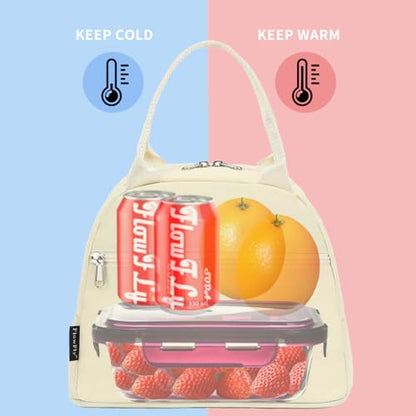 FlowFly Insulated Lunch Cooler Bag - Tote Bag Organizer for Women/Men, Beige - color: Beige