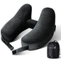 Sunany Travel Neck Pillow for Airplane Pillow Comfortably Supports Head, Neck and Chin, Inflatable Travel Pillow with Soft Velour Cover and Portable Drawstring Bag (Black) (Black, H)
