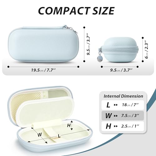 Double Glasses Case for Women Men, Dual Eyeglass Travel Organizer with Wristband - color: Blue