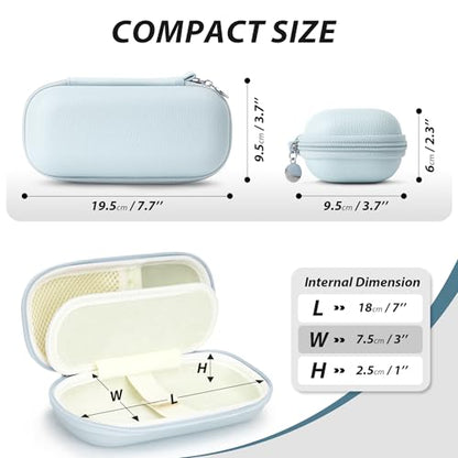 Double Glasses Case for Women Men, Dual Eyeglass Travel Organizer with Wristband - color: Blue