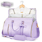 Garment Bags for Travel for Women, Stylish Garment Duffle Bag, Convertible & Foldable 2 in 1 PU Suit Bag For Hanging Clothes, Business Trip Bag With Toiletry Pocket & Shoes Compartment, Purple - color: Purple