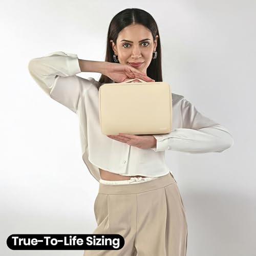 KAZAY Hanging Toiletry Bag with TSA Approved Detachable Pouch, Compact Travel Size, Travel Toiletry Bag, Water Resistant, Premium Nylon, Travel Size Toiletries, Cosmetic Makeup Bag, Unisex (Beige) - color: Beige