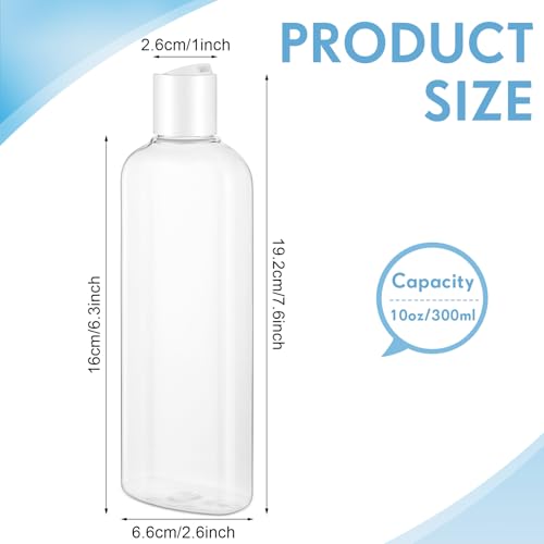 Domensi 24 Pcs Plastic Bottle Squeeze Containers with Disc Cap Travel Bottles Reusable Empty Toiletries Shampoo Containers Refillable Travel bottles for Shampoo Lotions (10oz,White) - color: White, size: 10oz