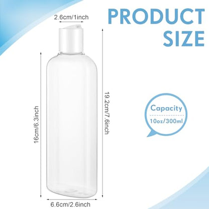 Domensi 24 Pcs Plastic Bottle Squeeze Containers with Disc Cap Travel Bottles Reusable Empty Toiletries Shampoo Containers Refillable Travel bottles for Shampoo Lotions (10oz,White) - color: White, size: 10oz