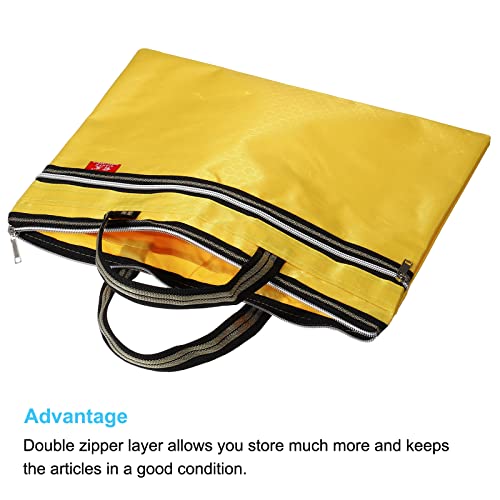 PATIKIL Waterproof Zipper File Bag, Documents Books Tools Storage Zip Pouch for Office Travel, Yellow - color: Yellow
