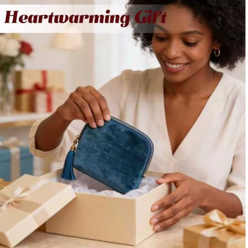 Small Travel Jewelry Case for Women, 6-Layer Velvet Organizer Pouch with Zipper, Anti-Scratch Portable Bag for Bracelets, Rings, Earrings & Necklaces (Gem Blue) - color: Gem blue
